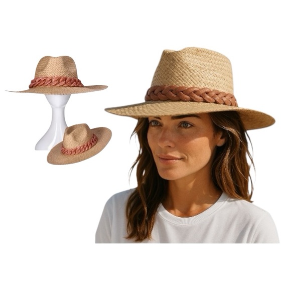 Straw Fedora With Resin Chain Trim - Picture 1 of 15
